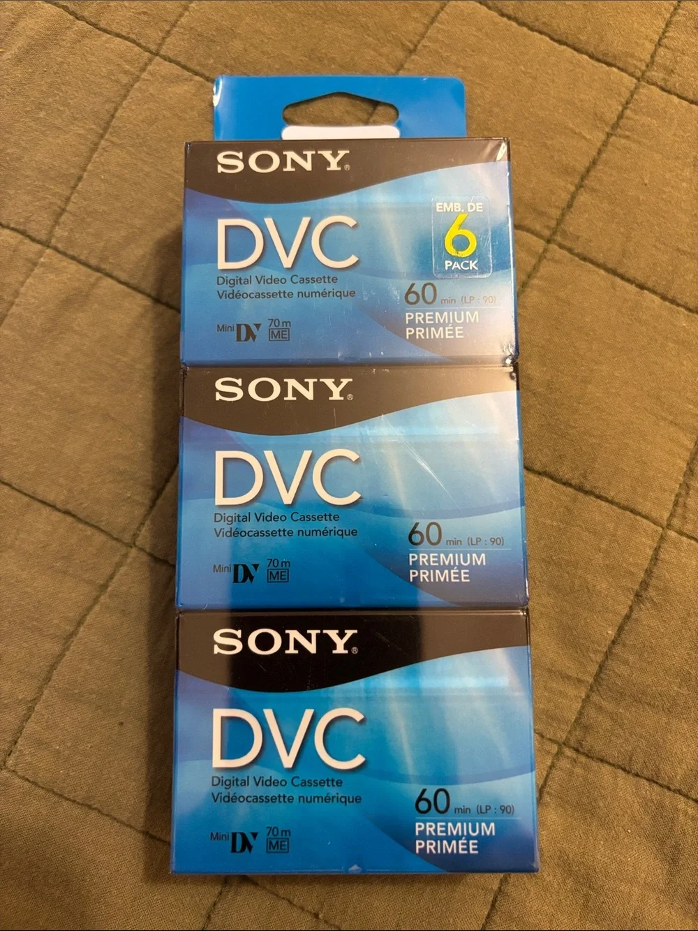 Sony DVC MiniDV Digital Video Cassettes - Blue Packaging (6-Pack). Never opened.
